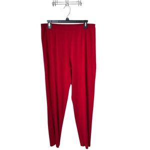 Exclusively Misook Red Large Travel Knit Stretch Straight Wide Leg Pull On Pant